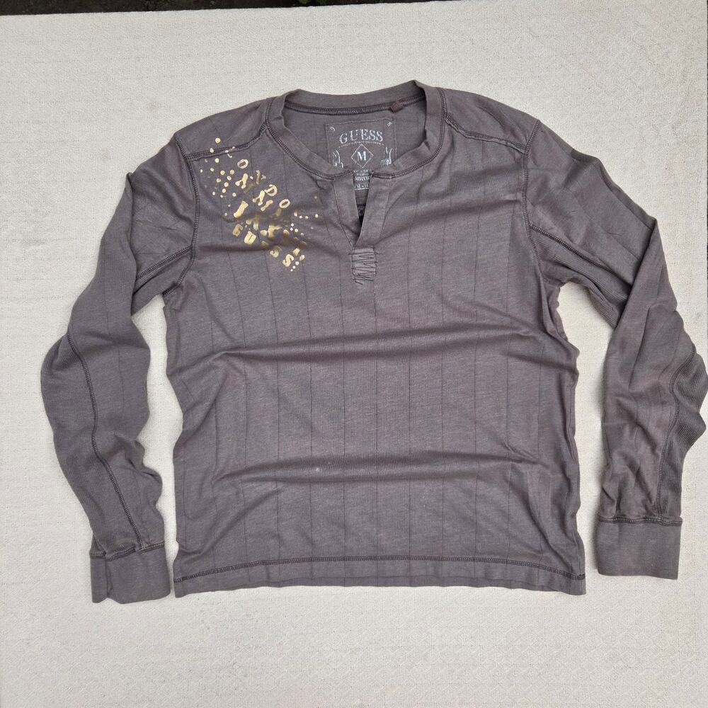 Guess Y2K grunge graphic long sleeve men's shirt | 2000s rocker streetwear